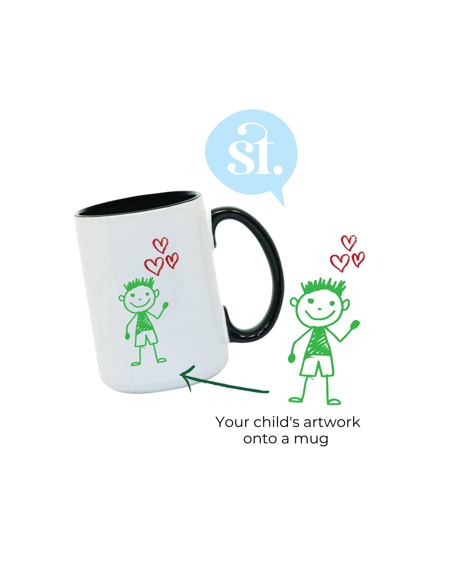 Custom Mug Featuring Your Child’s Artwork - 15oz Dishwasher/Microwave Safe