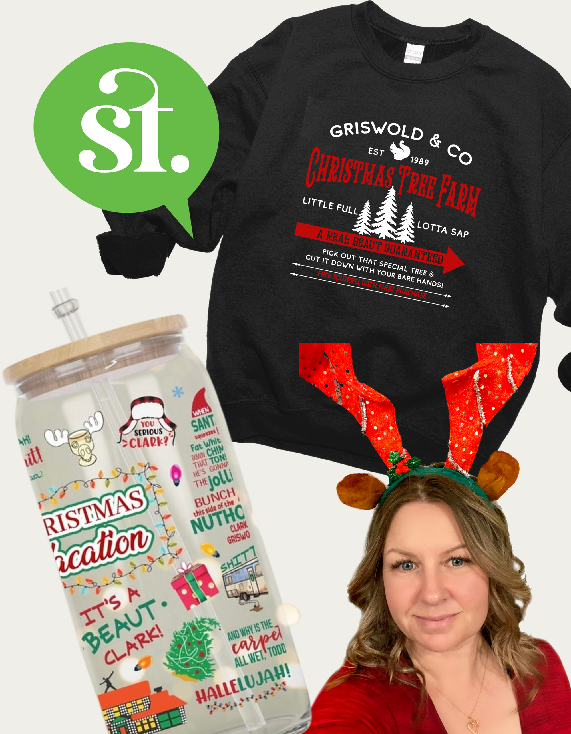 Christmas Vacation crewneck sweater and/or Bamboo Glass Tumbler