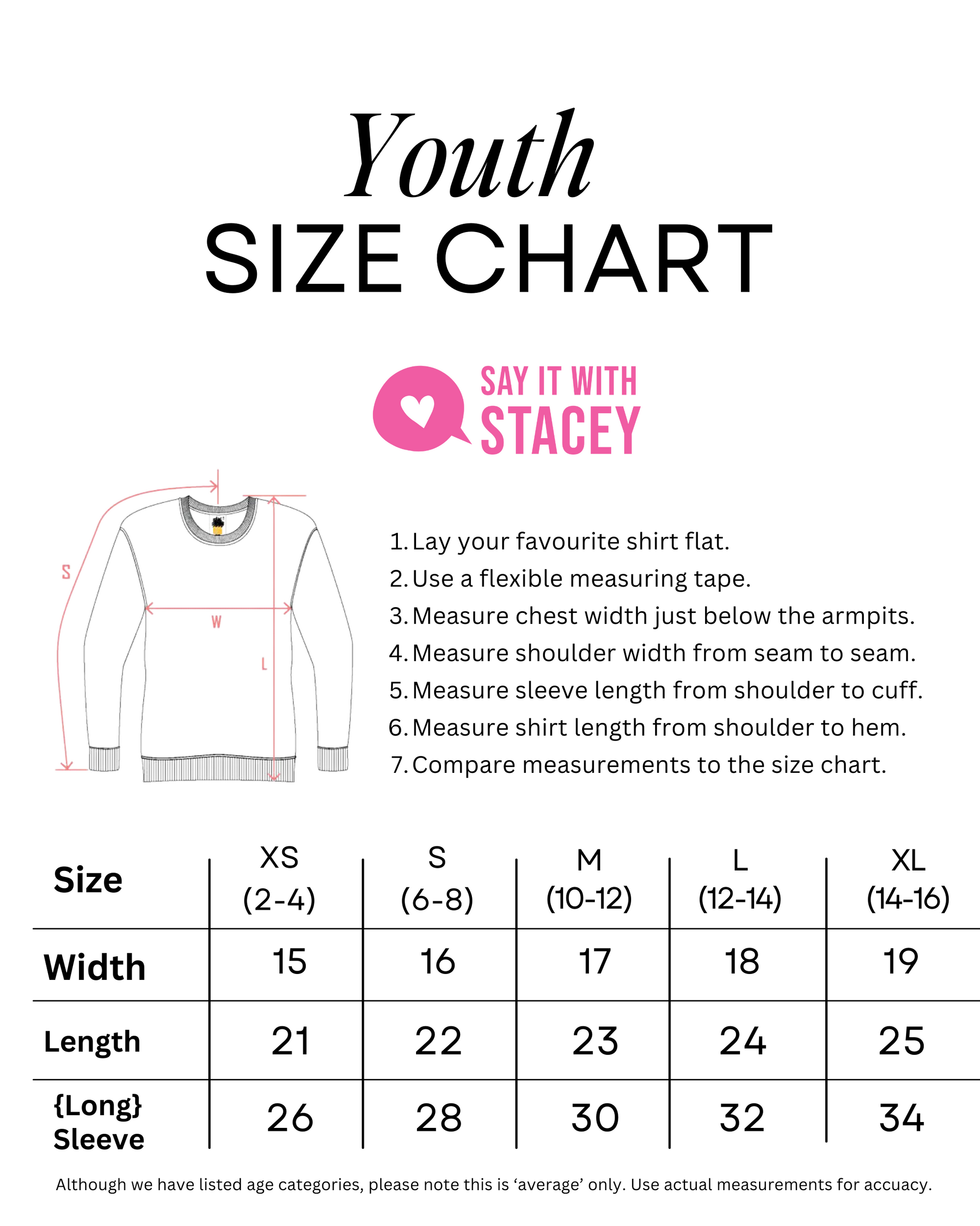 YOuth Size Chart