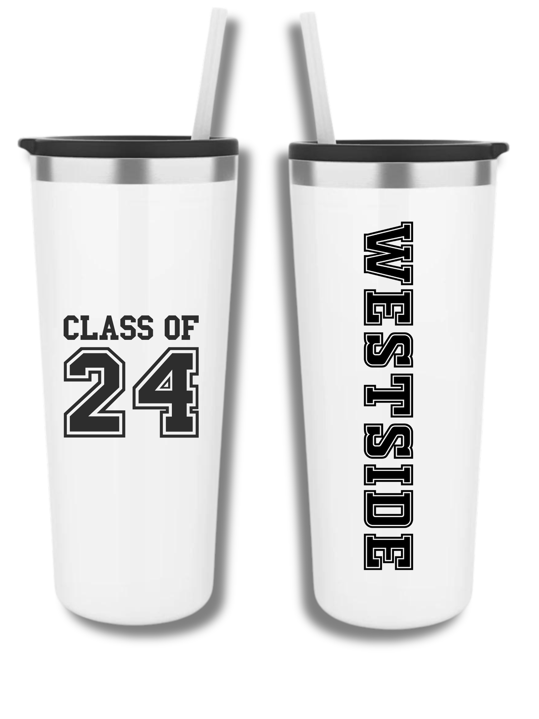 Class of 2024 White Tumbler Personalize with School Name