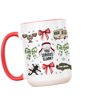 YOU SERIOUS CLARK? Festive 15oz Red Handled Mug