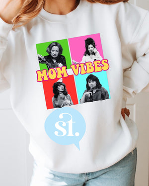 Mom Vibes/Hoodie/Crewneck Adult | Black, White, Pink