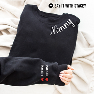 Mom/Nanny/Grandma Crewneck with Sleeve Personalization