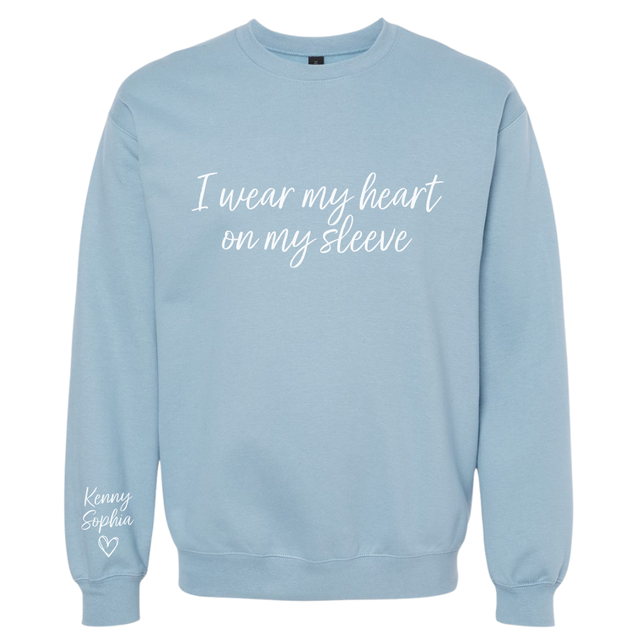 I Wear my Heart on My Sleeve Premium Cotton Blend Crewneck Sweater Say it with Stacey