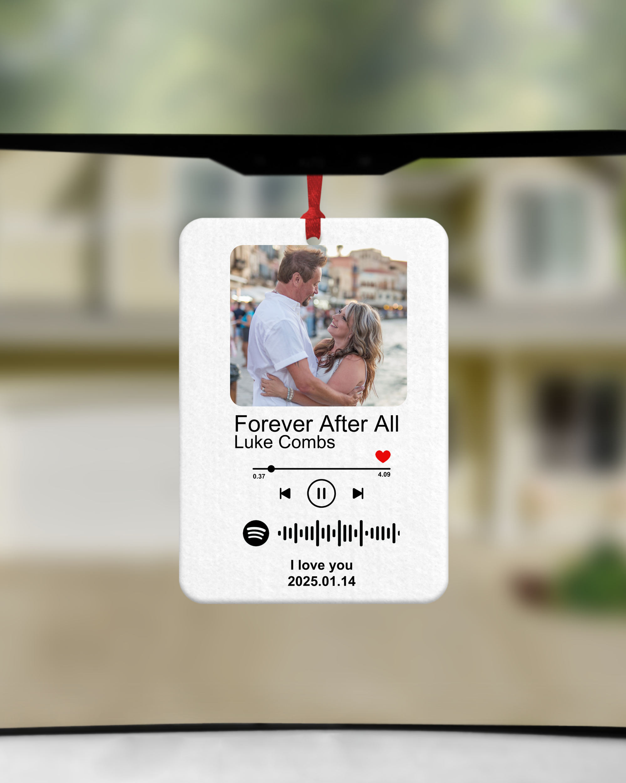 Custom Double-Sided Air Freshener – Your Photo & Spotify Song