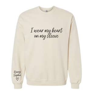 I Wear my Heart on My Sleeve Premium Cotton Blend Crewneck Sweater
