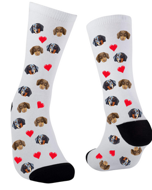 Custom Socks with Faces | Pets or Human with hearts, bones or just faces!