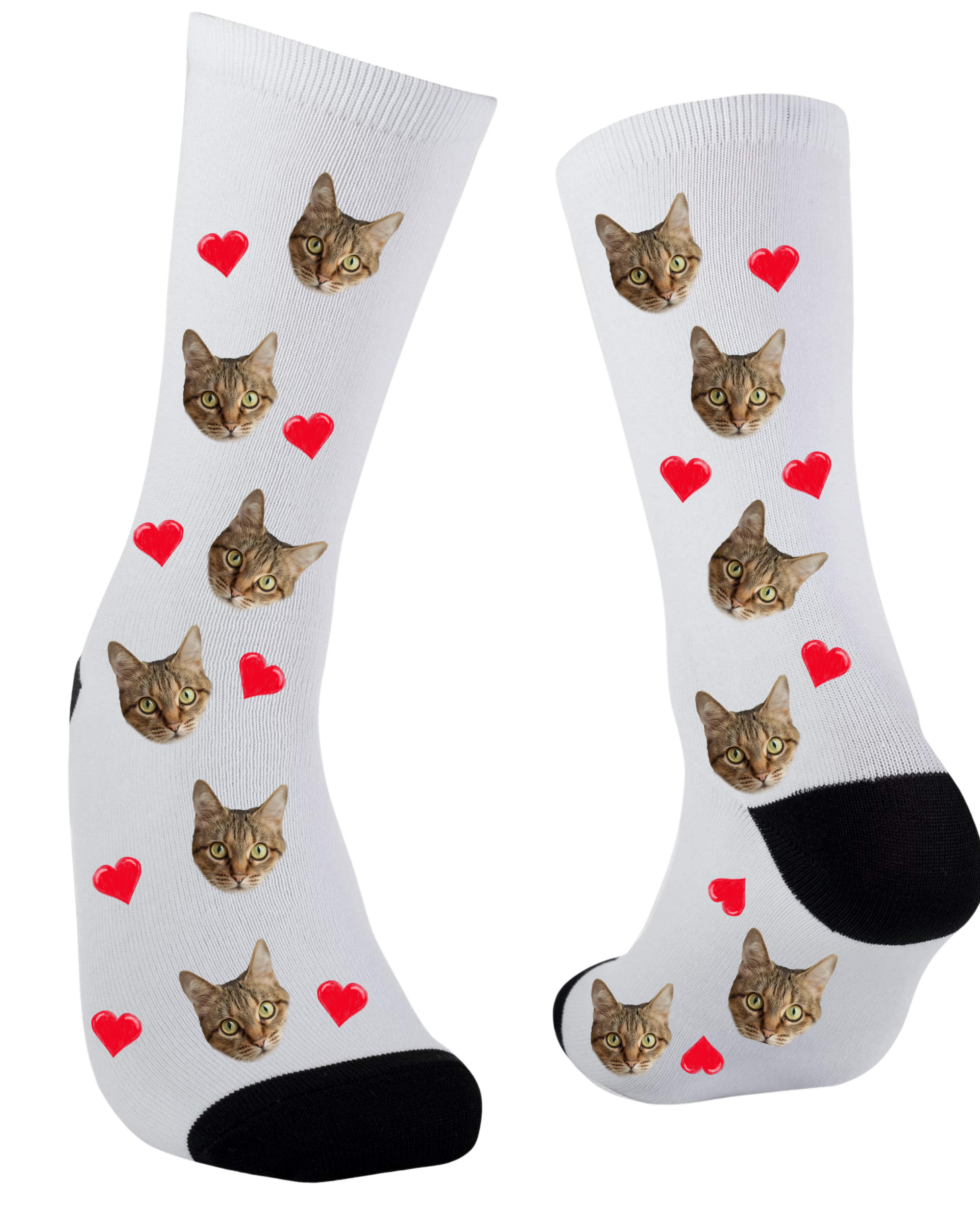 Custom Socks with Faces | Pets or Human with hearts, bones or just faces!