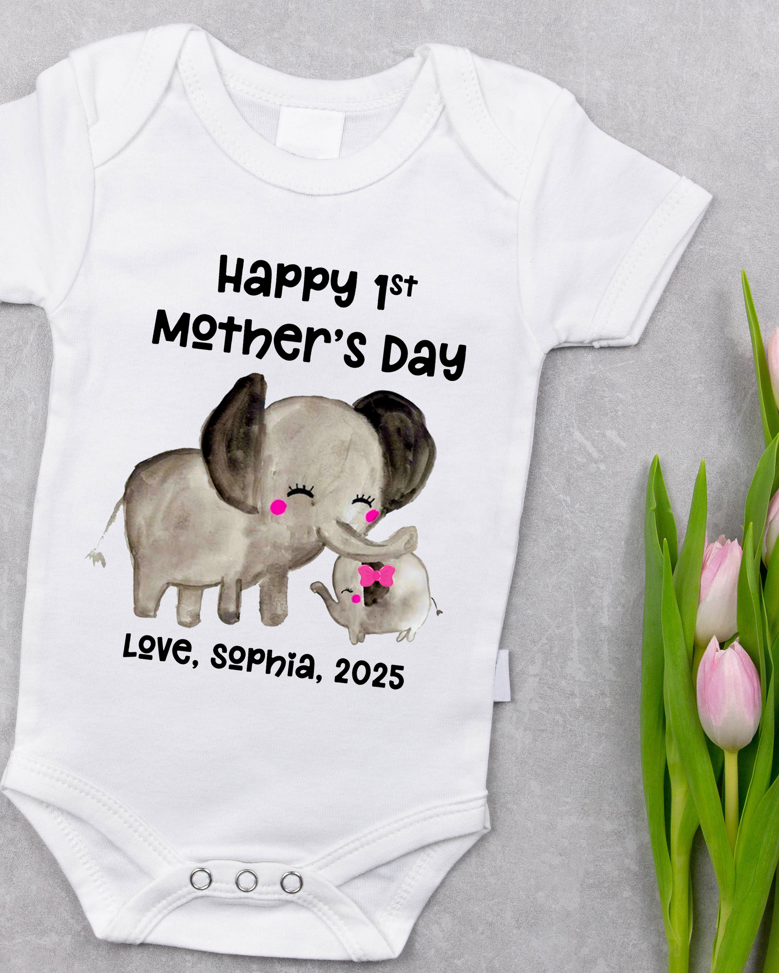 Custom First Mother’s Day Onesie – Gift from Baby with Name & Year