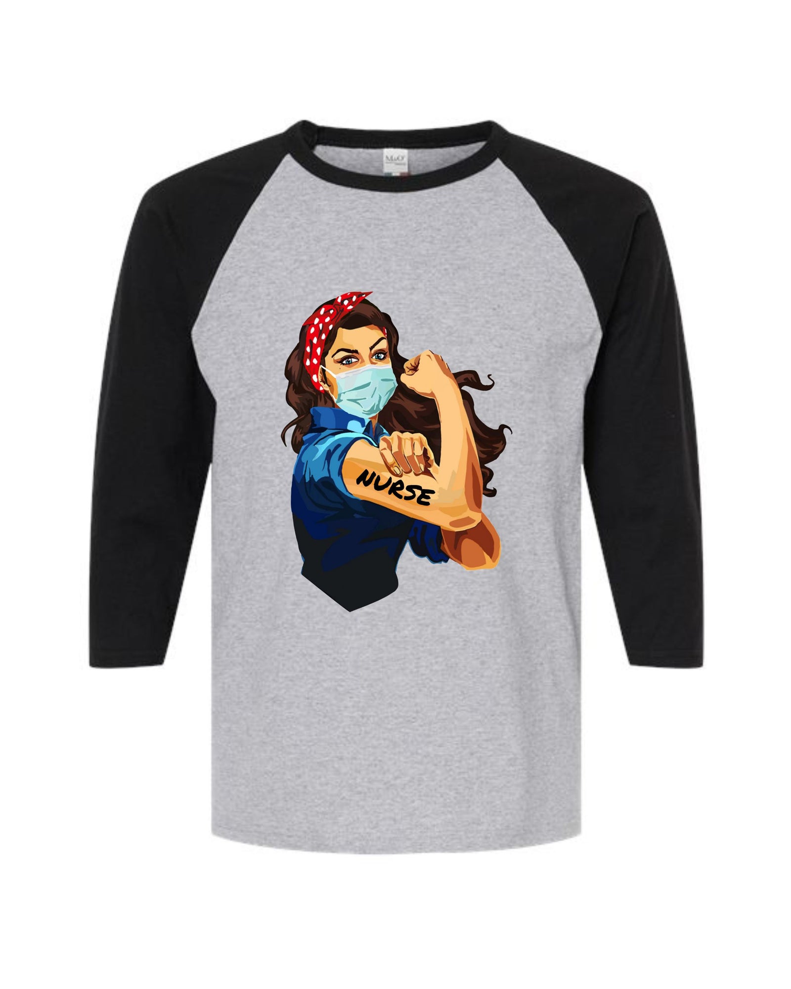 Rosie the Riveter Nurse Raglan Baseball Tee