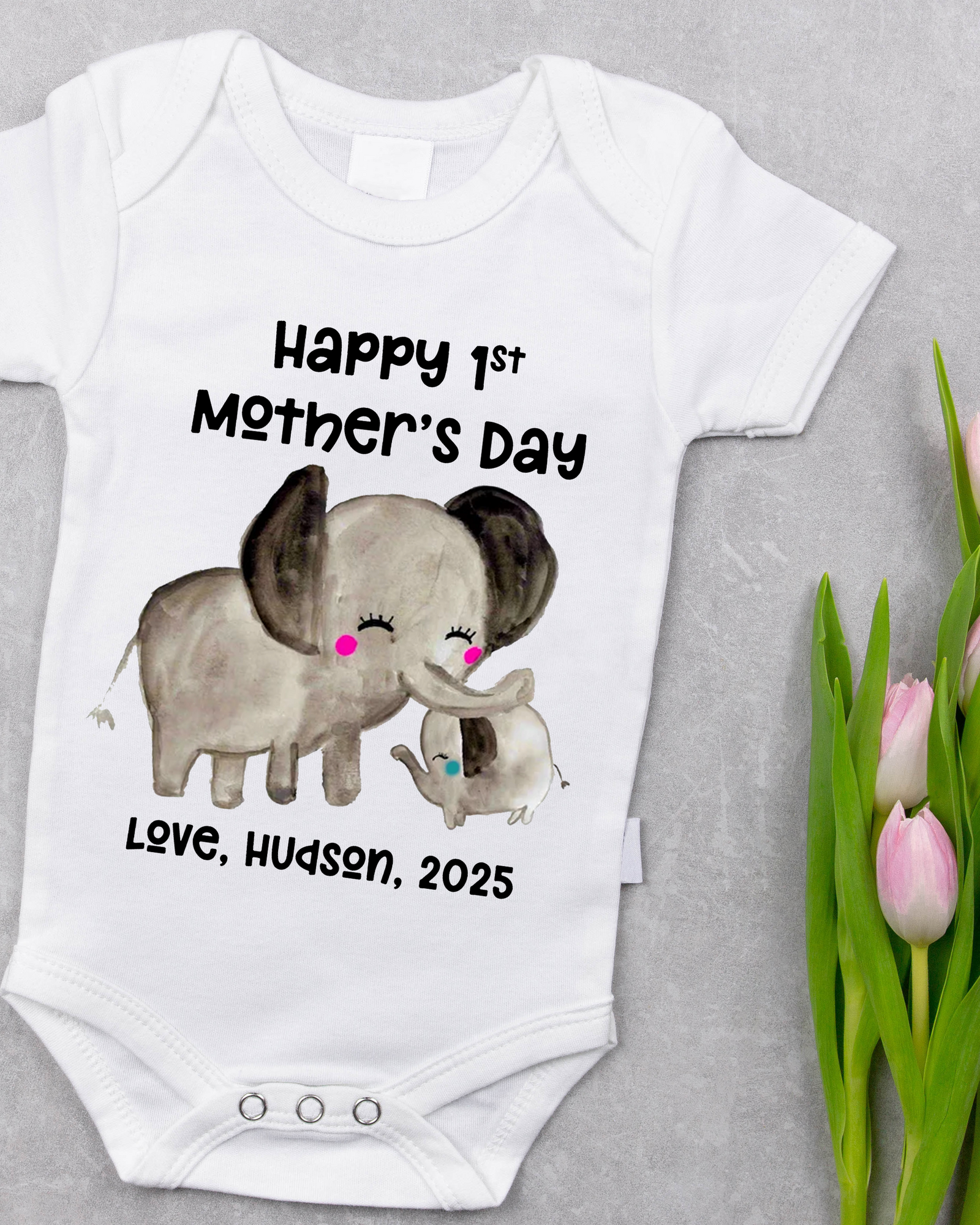 Custom First Mother’s Day Onesie – Gift from Baby with Name & Year