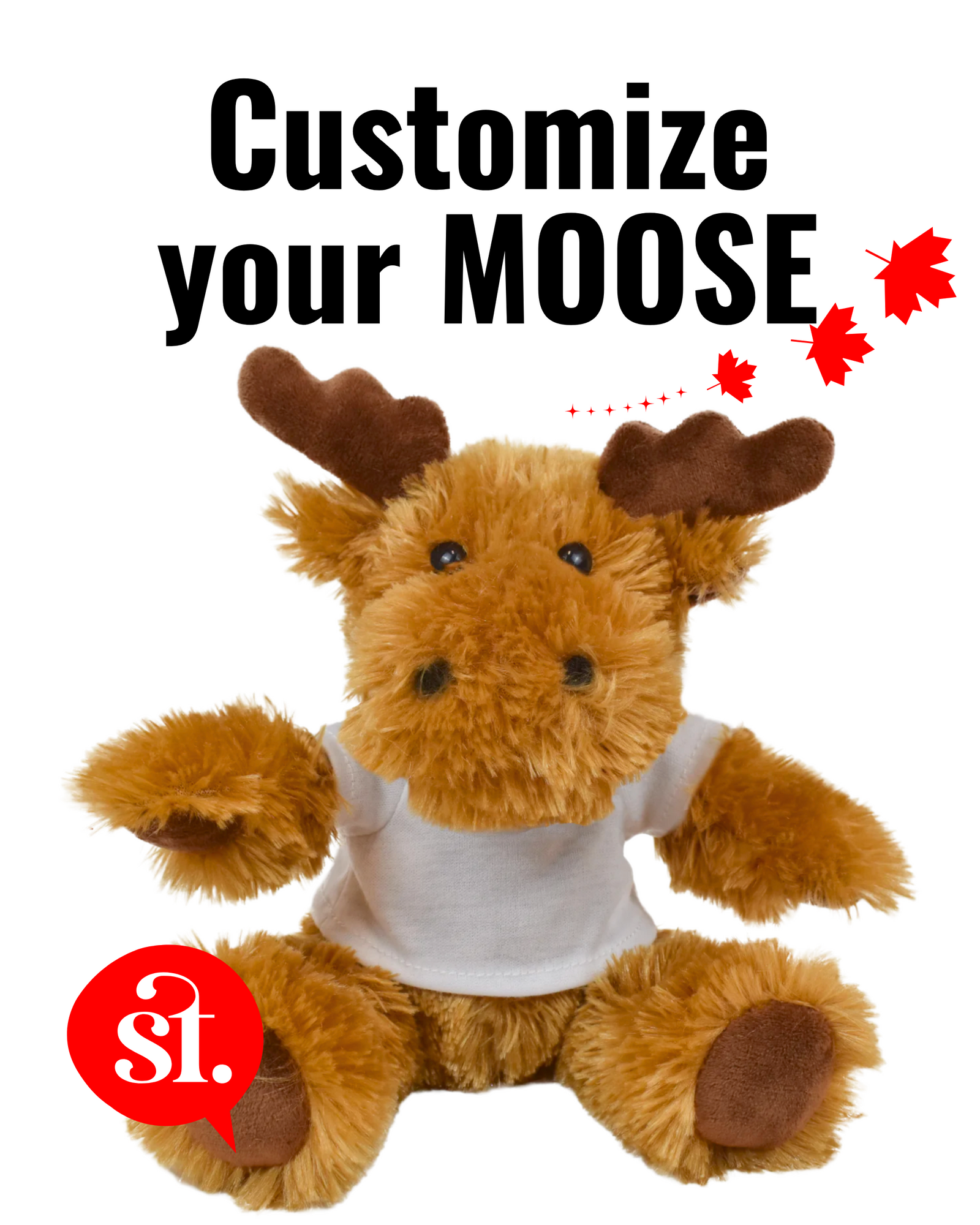 Customizable Plush Moose – Add Your Logo, Image, or Text! 🇨🇦 | Make it Your Own