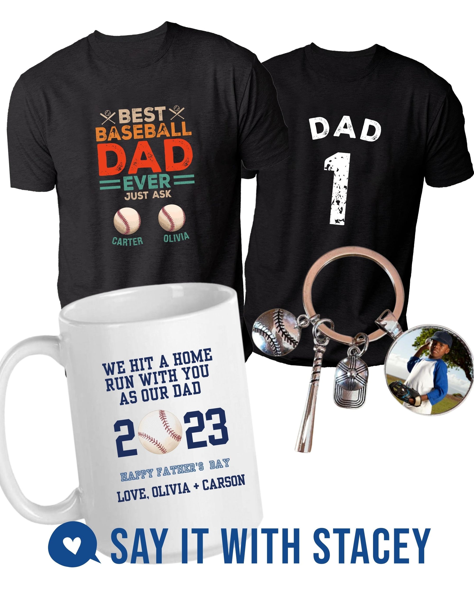 Baseball Dad Bundle Gift Set, Father's Day  Mug, Keychain, Tshirt