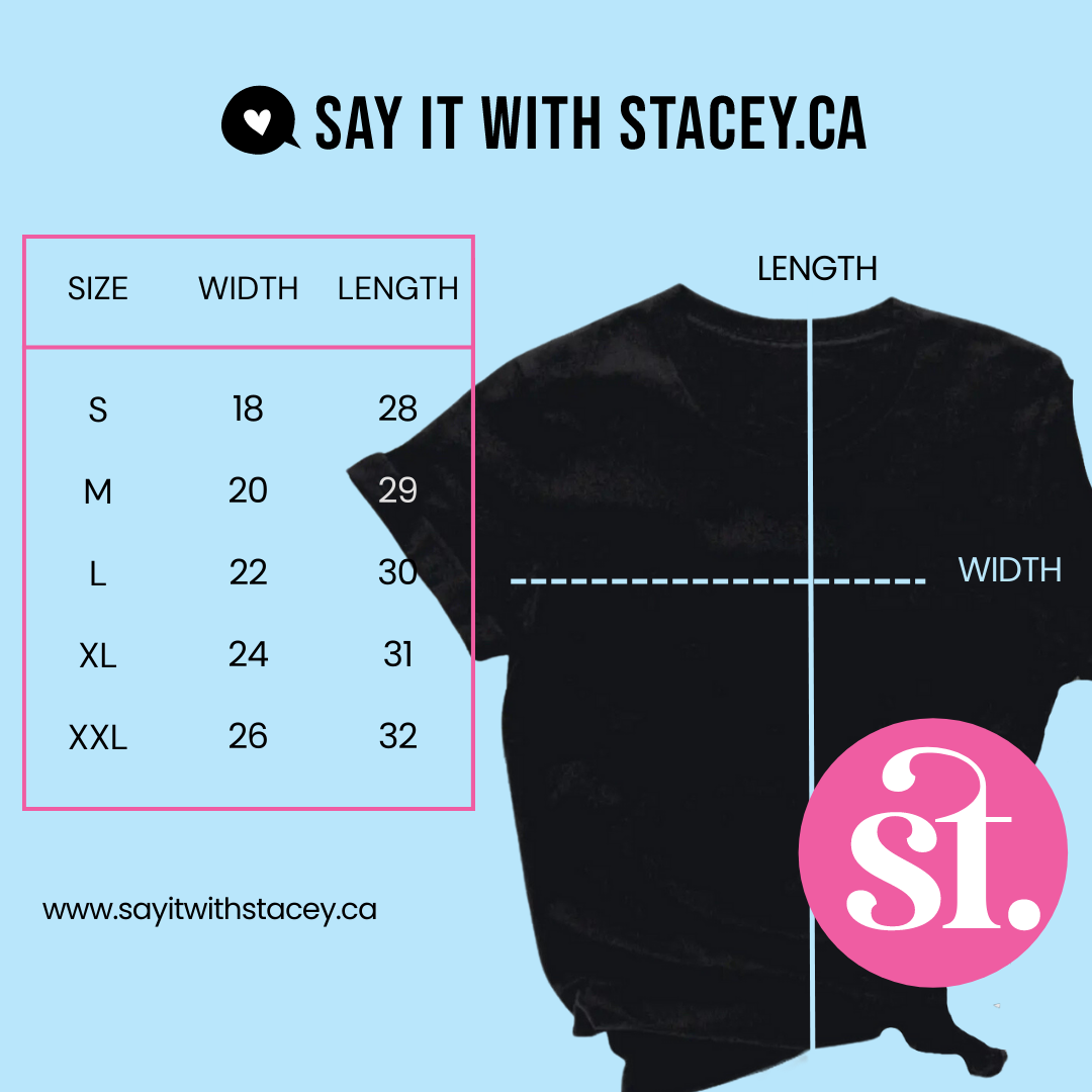 say it with stacey tshirt size chart