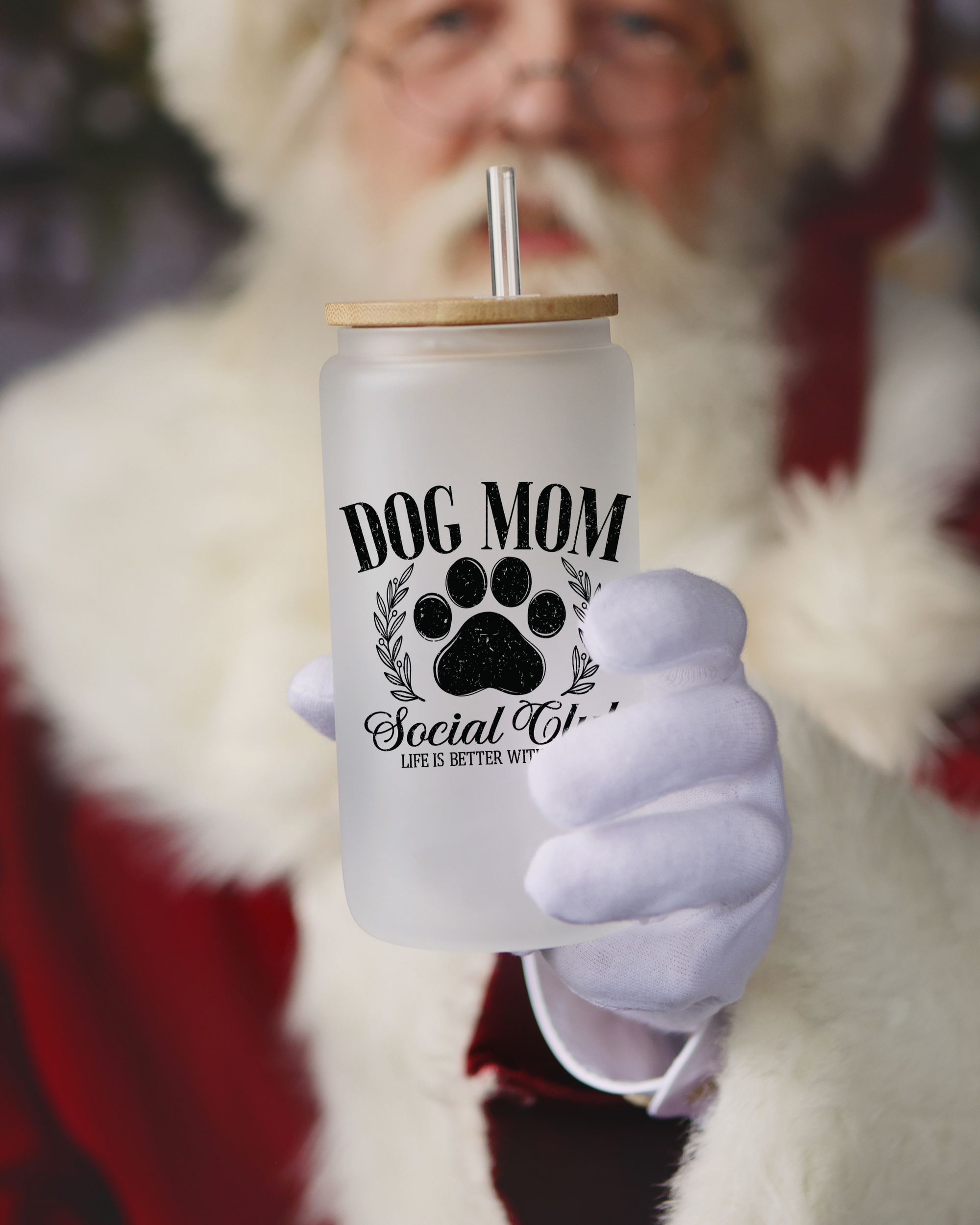 Dog Mom Social Club Glass Can Tumbler – 16oz (Frosted or Clear)