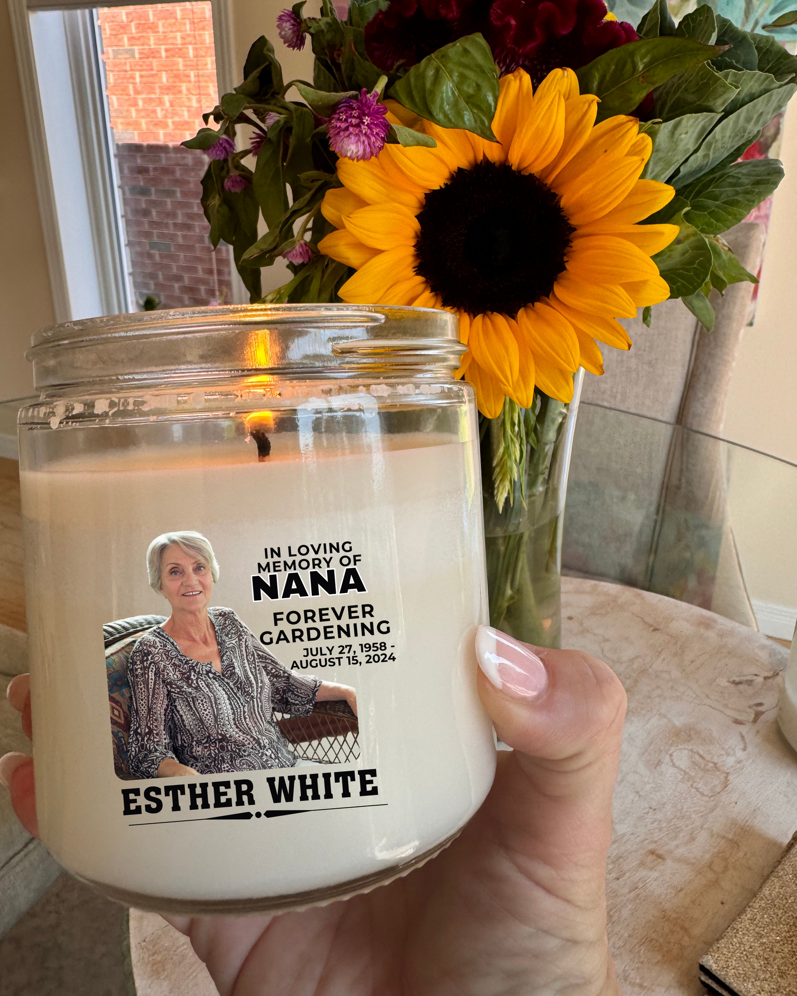 Custom Memorial Candle -13oz, Hand Poured Soy