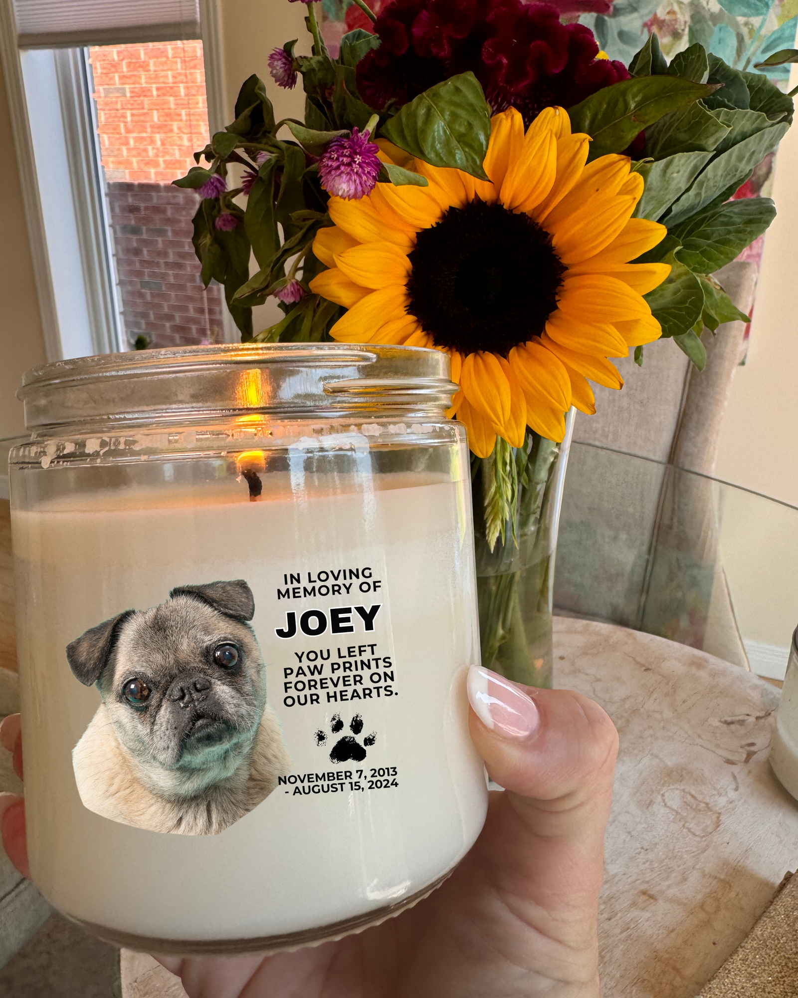 Custom Memorial Candle -13oz, Hand Poured Soy