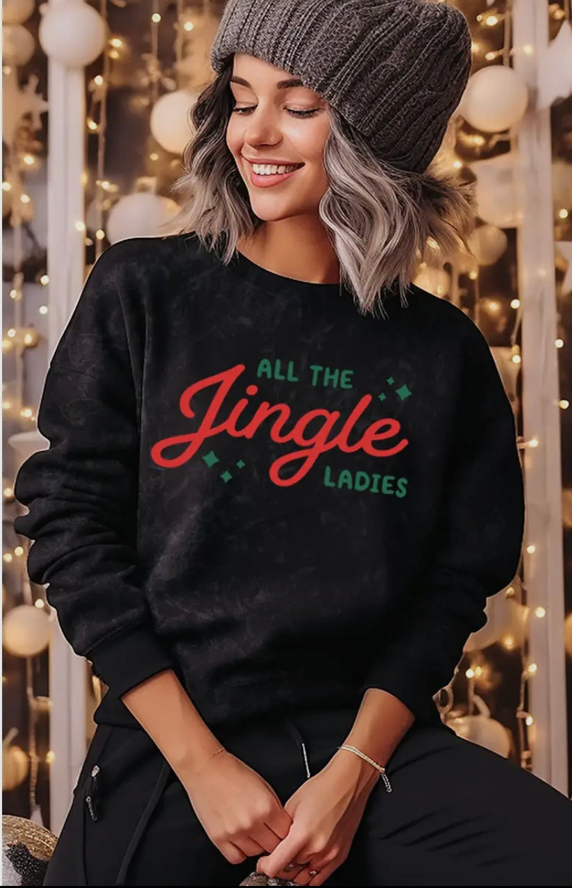 All the Jingle 🔔🙌💖🎄Black Crewneck Sweater
