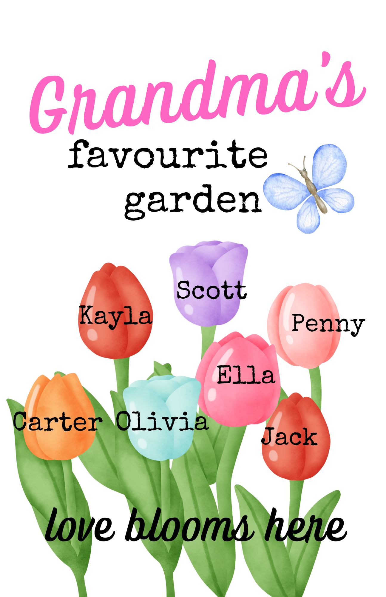 🌷 Grandma’s Favourite Garden – Personalized Garden Flag 🌷