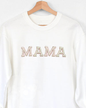 Pearl rhinestone Mama Crewneck Sweater say it with stacey 