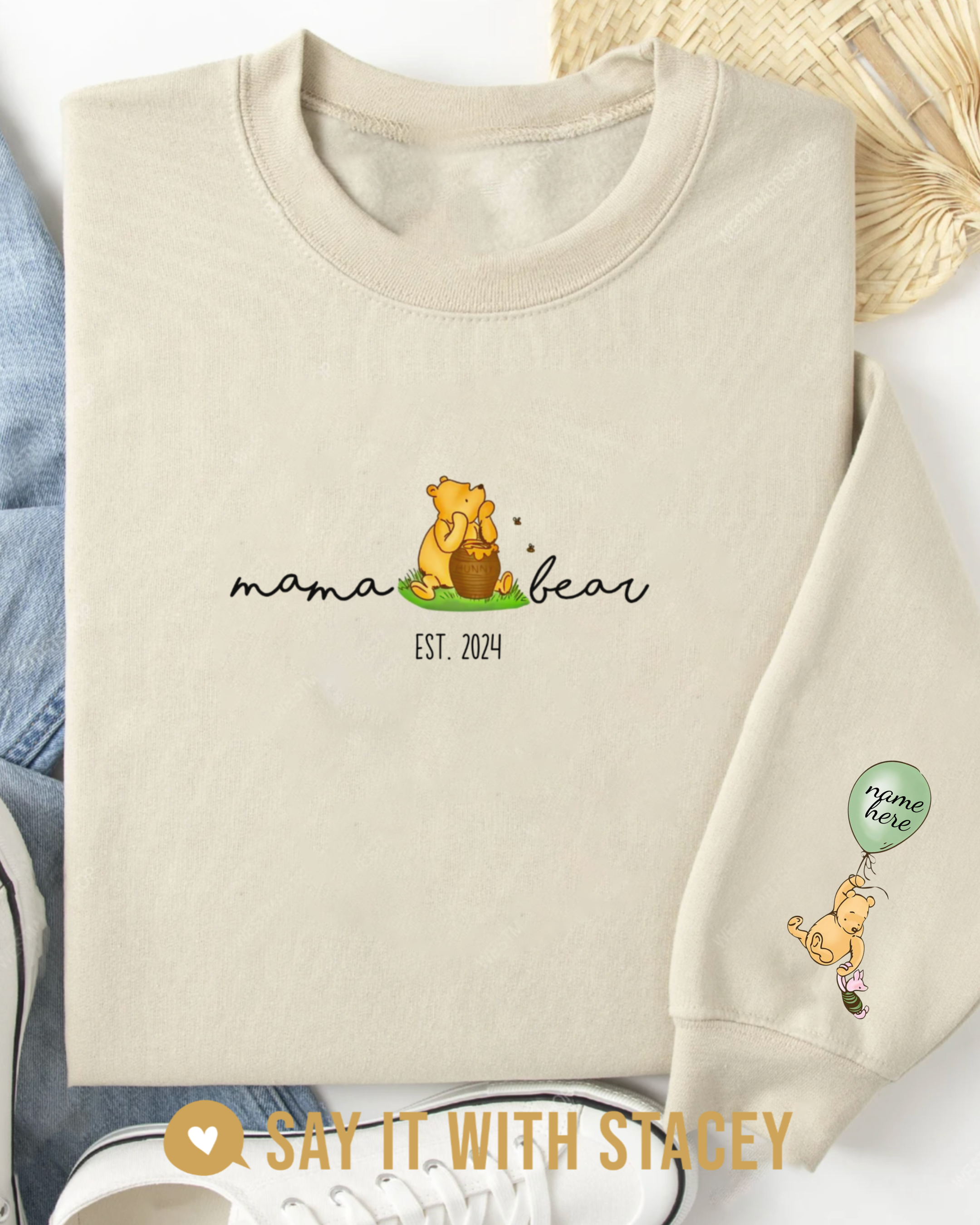 Mama Bear Winnie the Pooh Crew Neck Sweater - Option to Customize