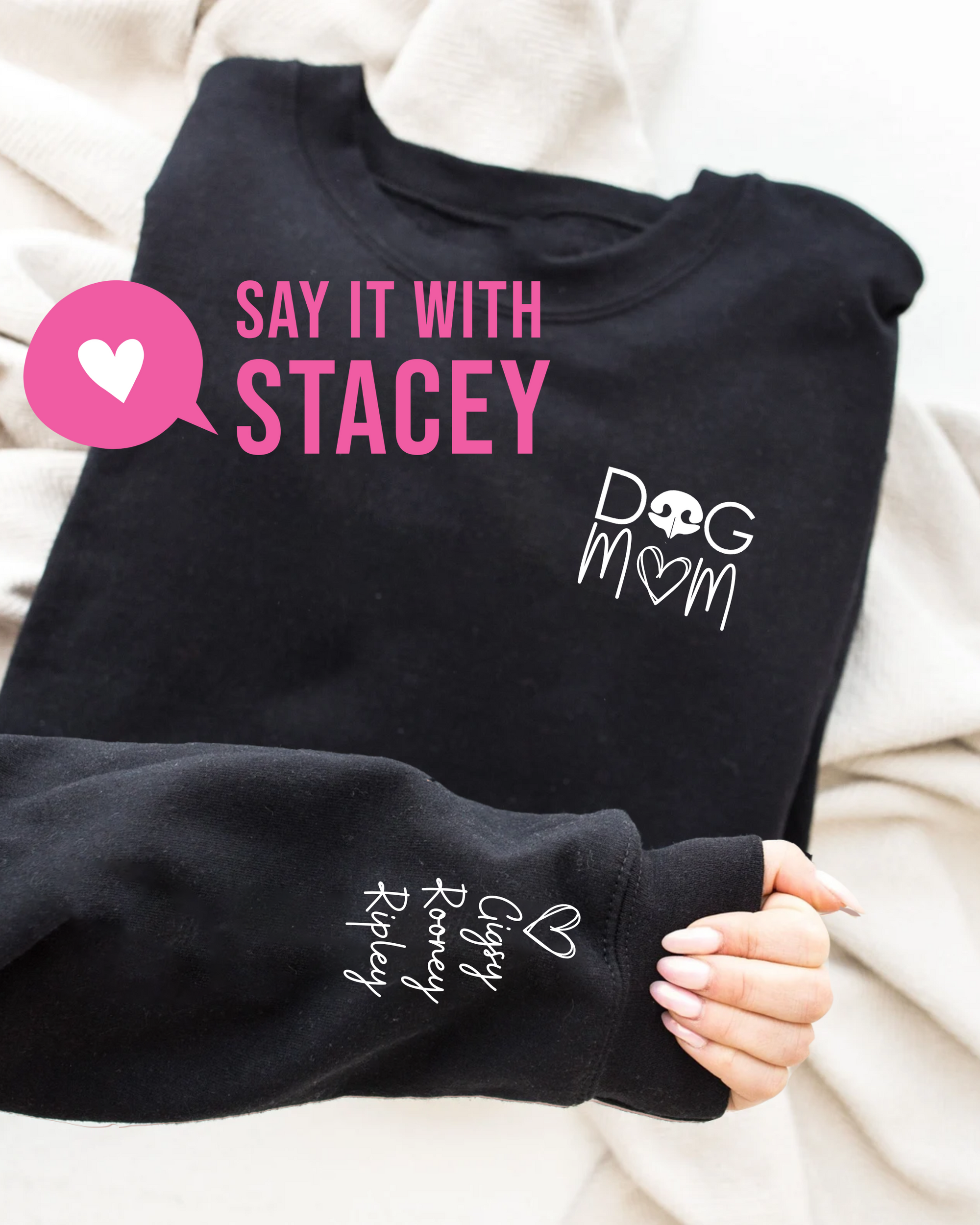 Dog Mom Nose Sweater Names On Sleeve