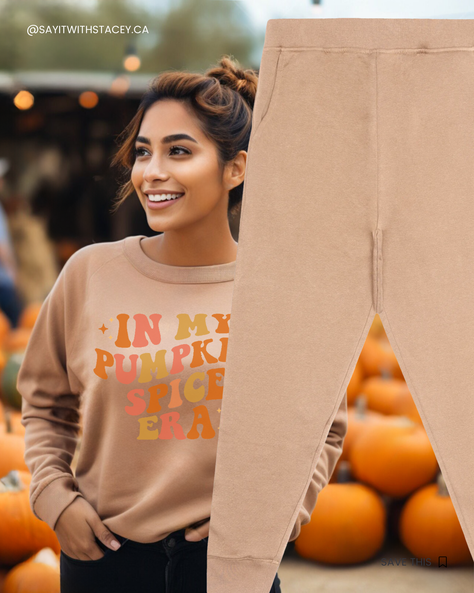 In My Pumpkin Spice Era Crew Neck Sweater  + Large Elastic Waist Matching Sweat Pants