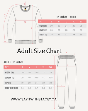 SIze Chart Say it with Stacey