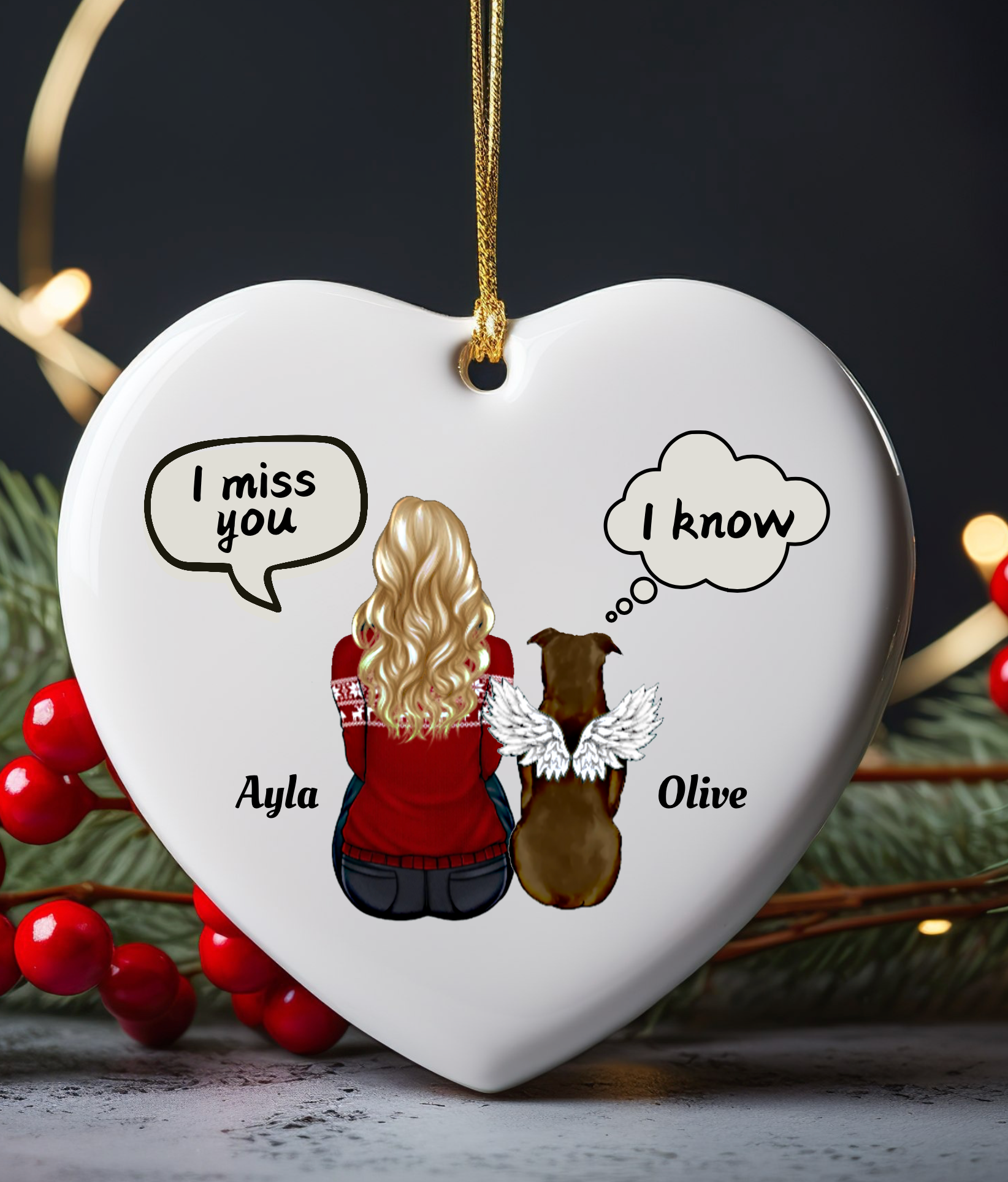 Ceramic Ornament Heart Shape - Customized Pet Memorial