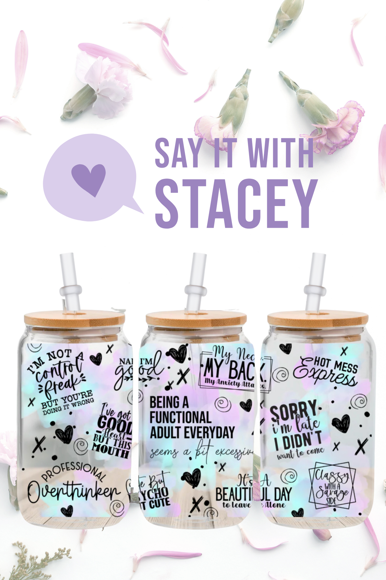 Functional Adult glass tumbler with bamboo lid