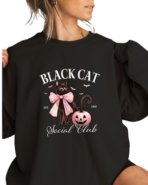 Black Cat Social Club Black Hoodie /Crewneck