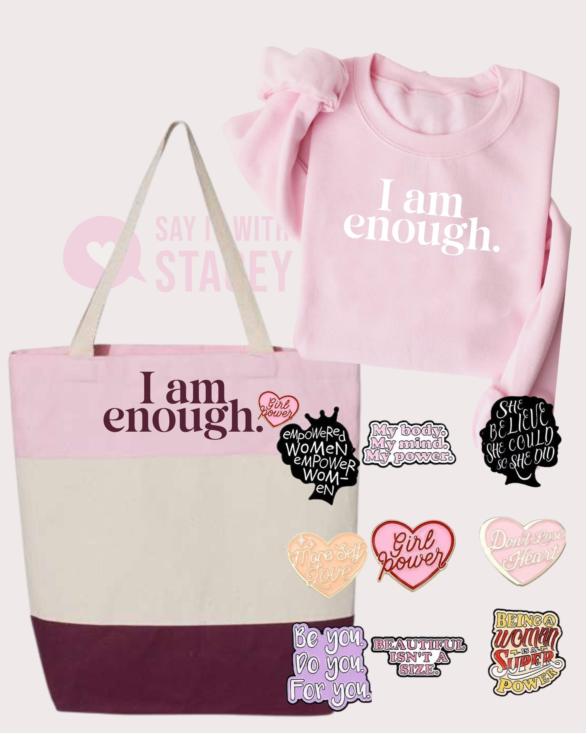 I AM ENOUGH Pink Sweater Adult