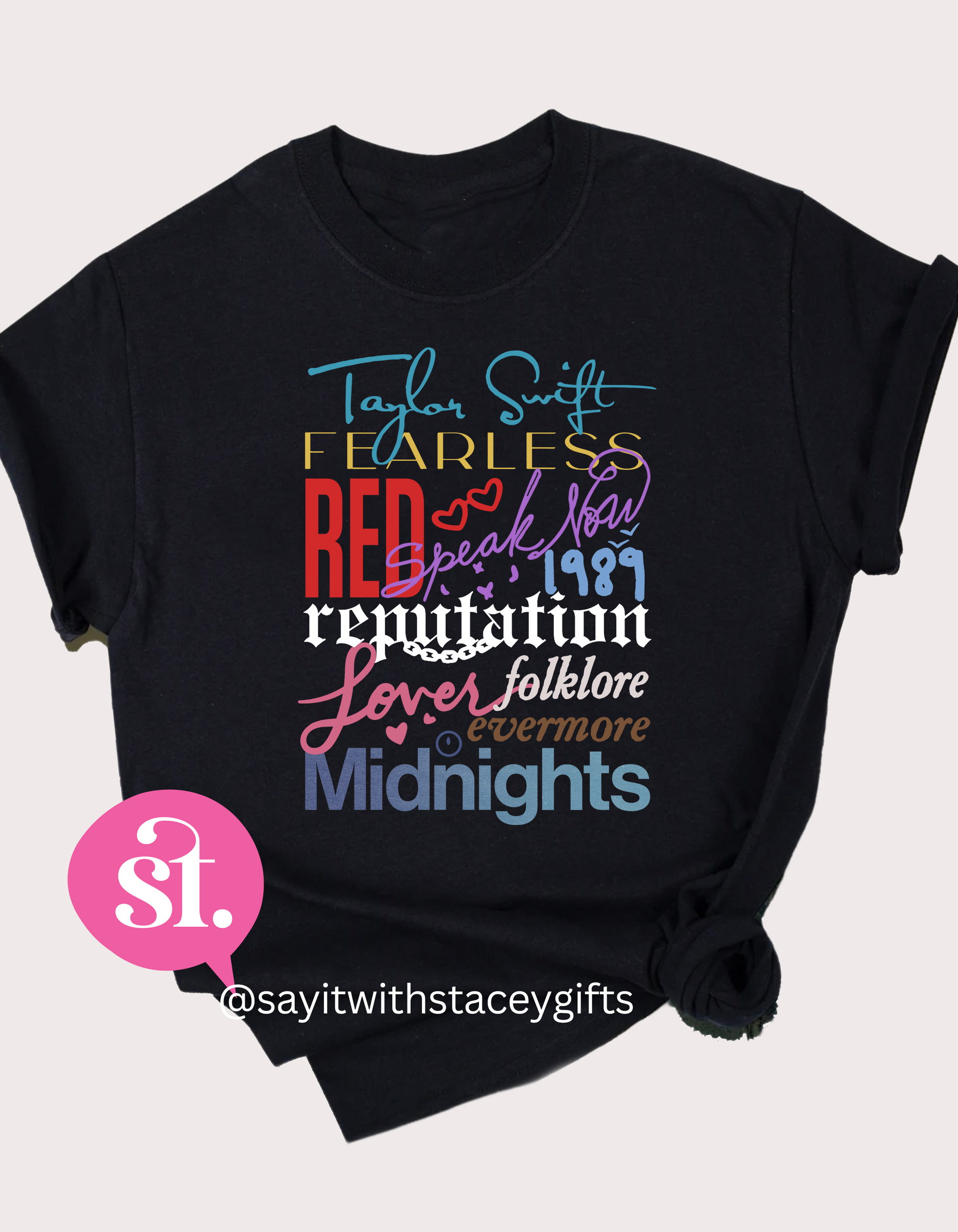 Taylor Swift Names of Albums Shirt Adult