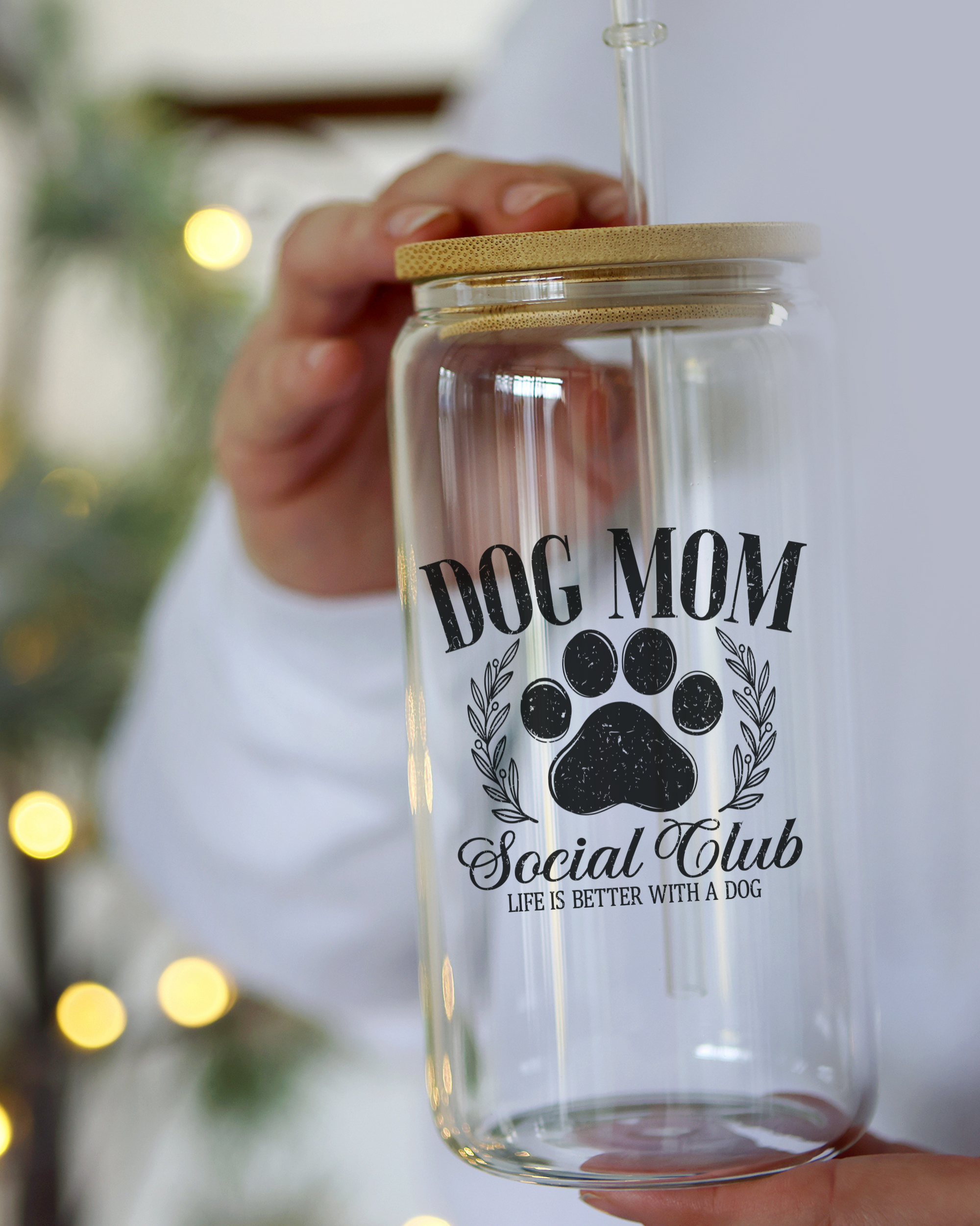 Dog Mom Social Club Glass Can Tumbler – 16oz (Frosted or Clear)