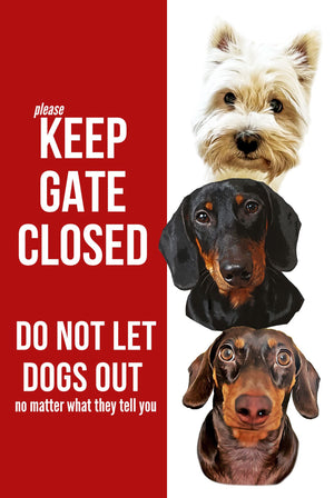 8x12 Aluminum Sign - Please keep gate closed customizable dog sign