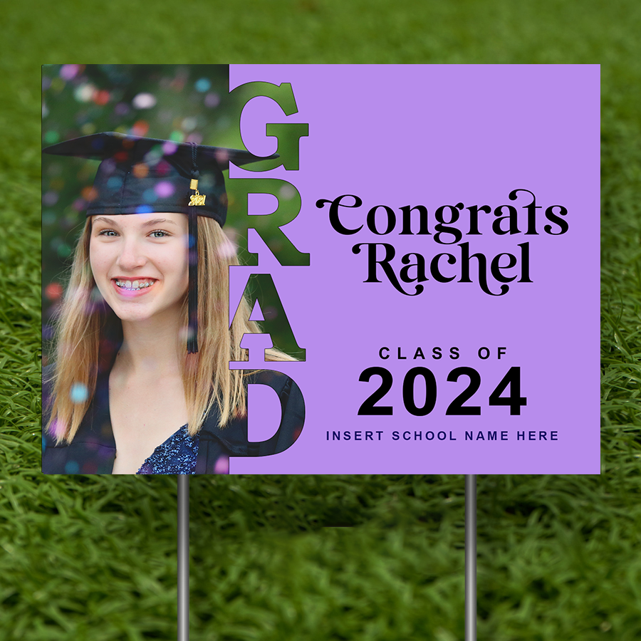 PHOTO Grad Lawn Sign Class of 2024 {choice of background colours}