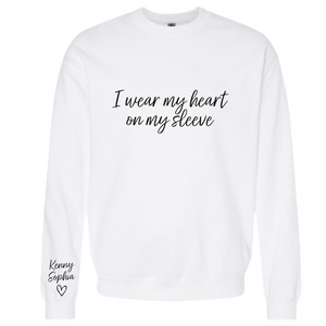 I Wear my Heart on My Sleeve Premium Cotton Blend Crewneck Sweater