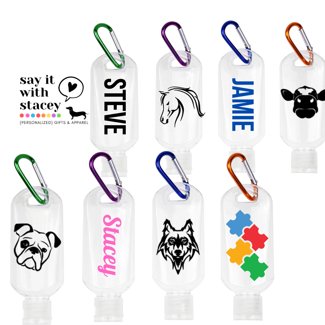 Hand sanitizer bottle (60ml) with carabiner