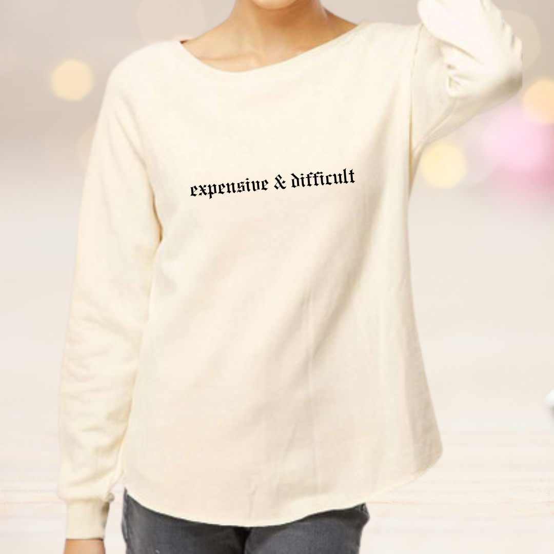 Expensive & Difficult Premium Quality Crew Neck Raglan Drop Sleeve Sweater