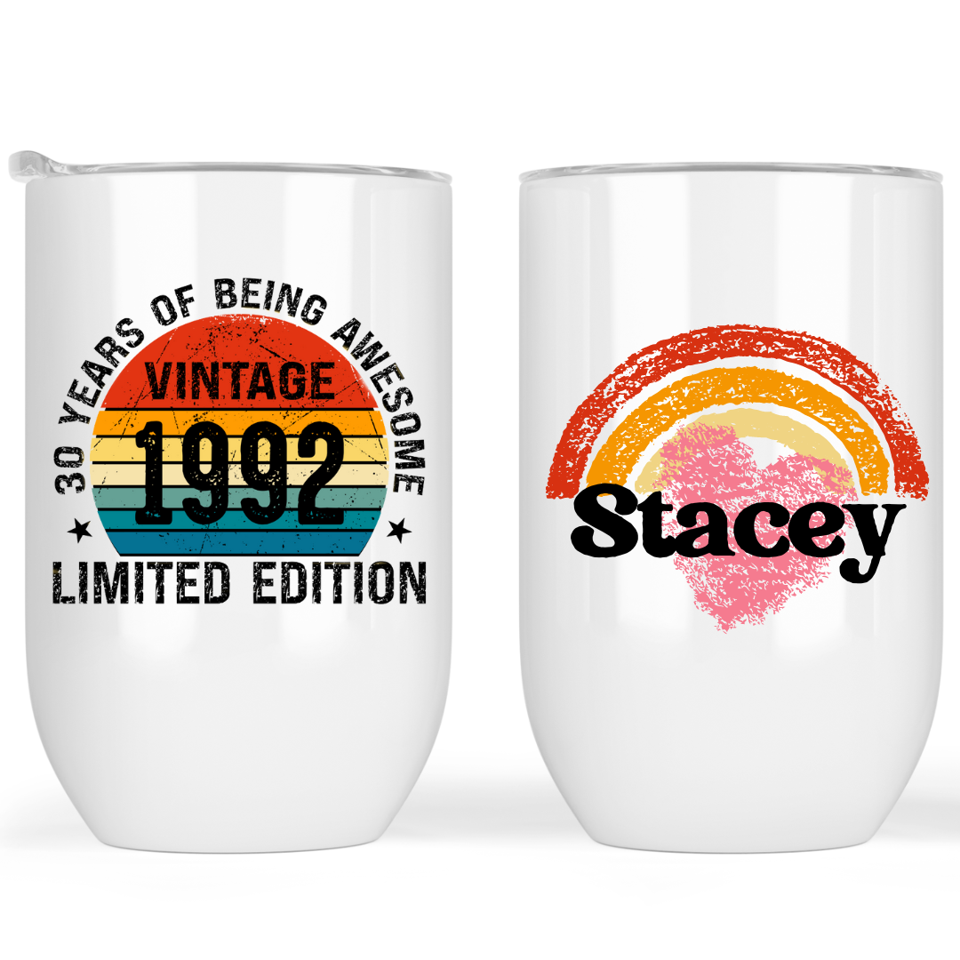 Vintage 1992 Wine tumbler - 30 Years of Being Awesome
