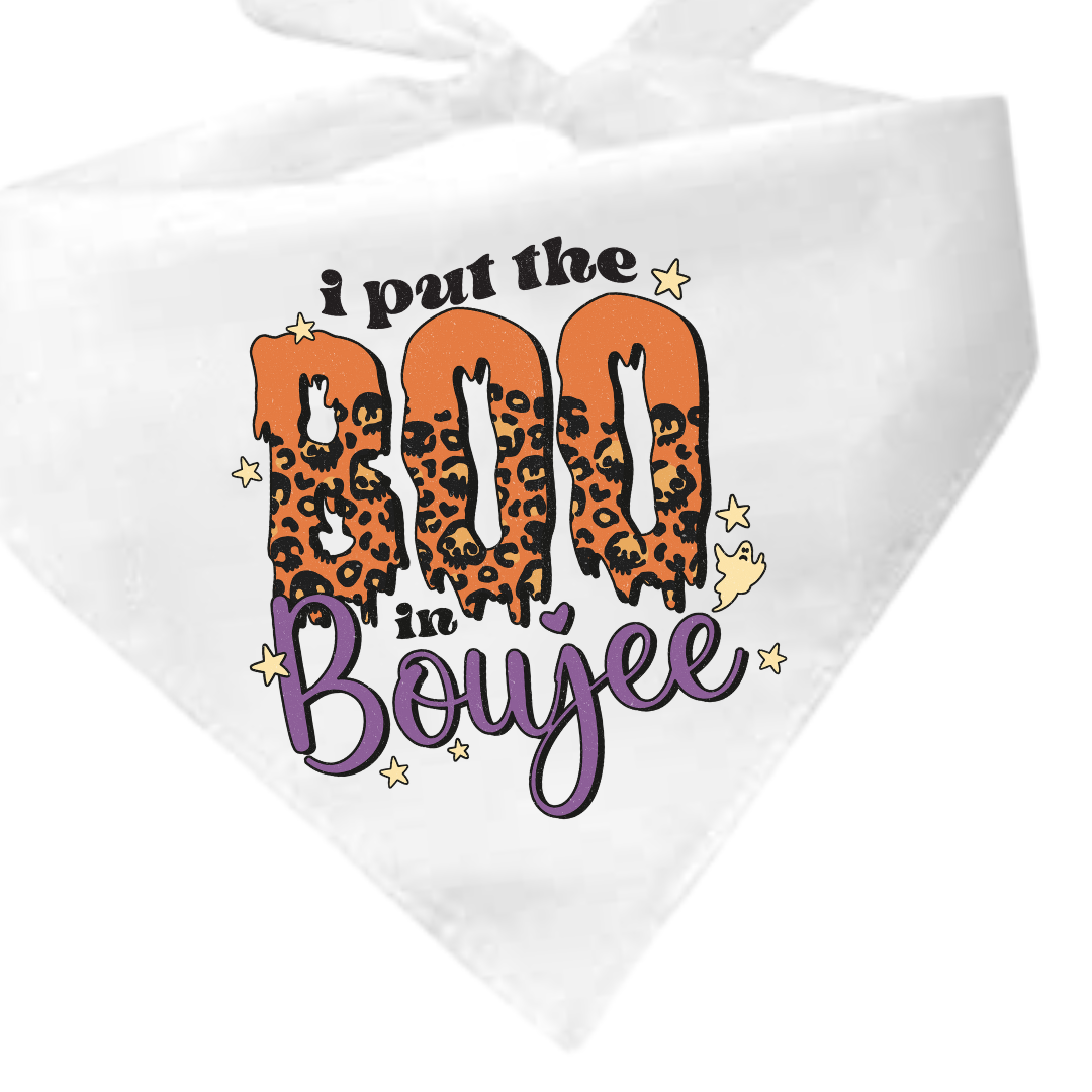 I Put the Boo in Boujee White Dog Bandana