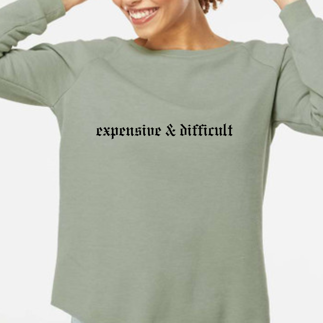 Expensive & Difficult Premium Quality Crew Neck Raglan Drop Sleeve Sweater