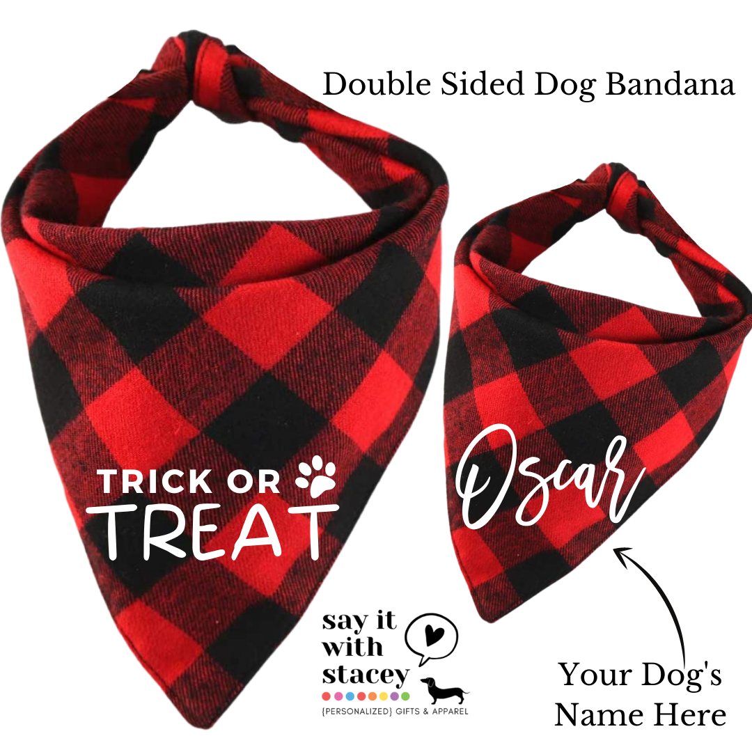 Buffalo plaid dog scarf deals