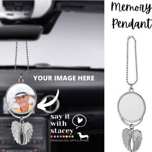 Memory Pendant, Memorial Pendant, Angel Wings Pendant
