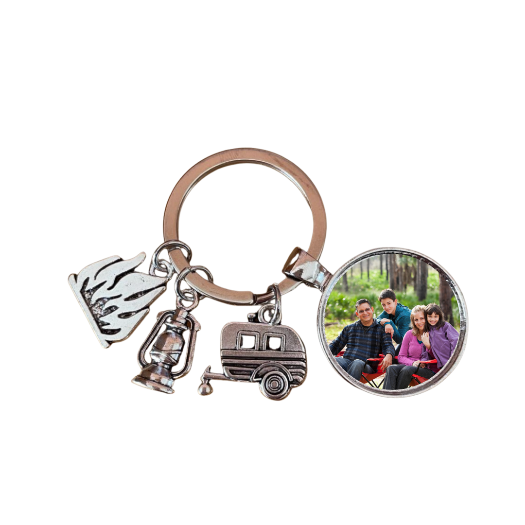 Camping Keychains with Customizable Option for Photo or Text