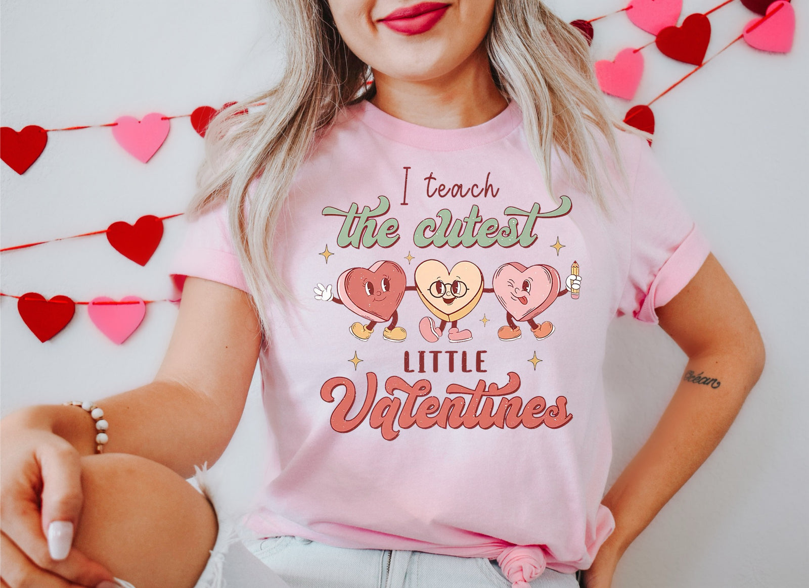 I Teach the Cutest Little Valentines Pink Shirt