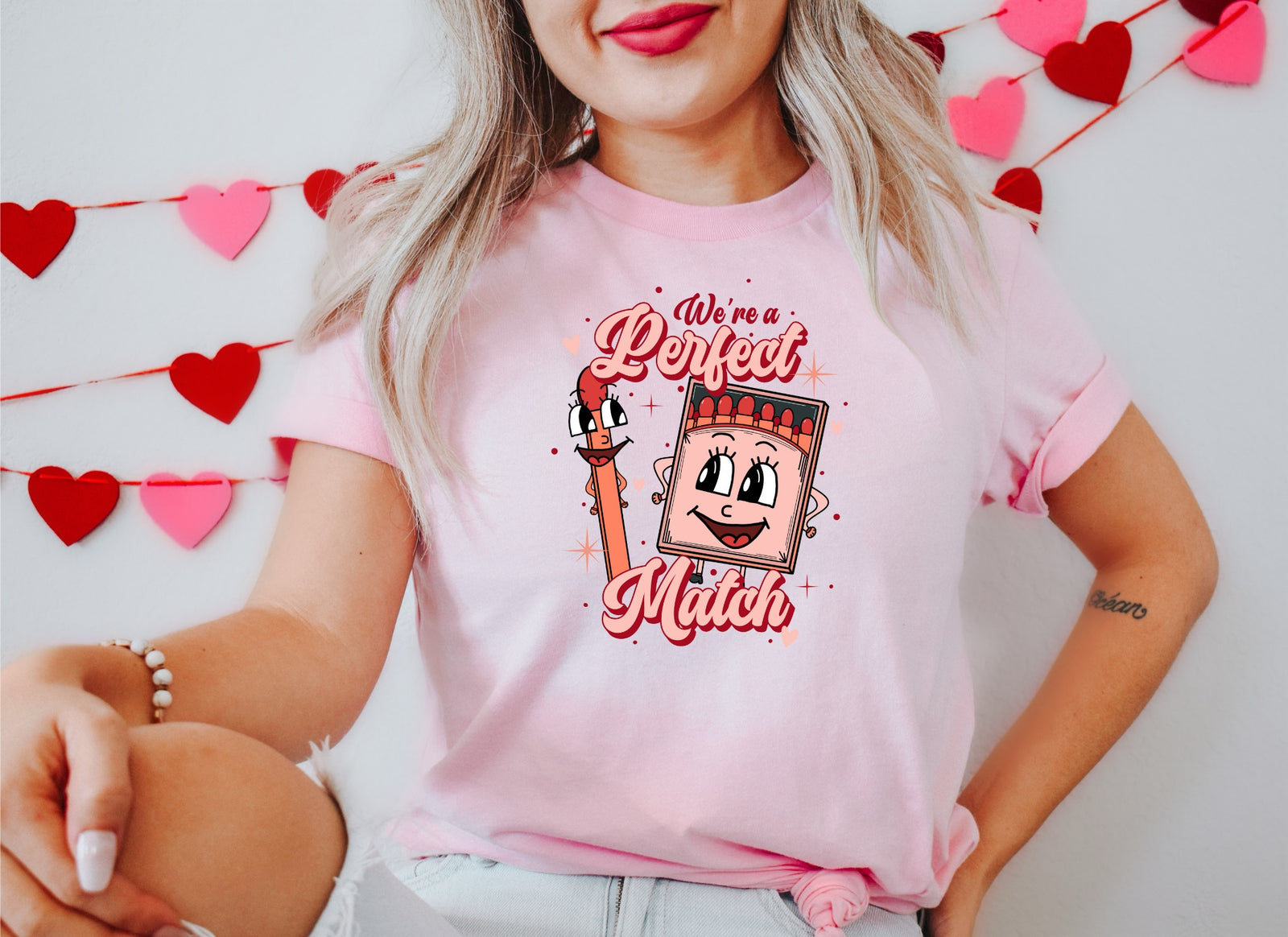 We're a Perfect Match Pink T-Shirt