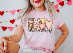 Coffee & Fries Before Guys Pink T-Shirt