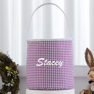 Easter Basket Plaid Seersucker Purple Say it with Stacey