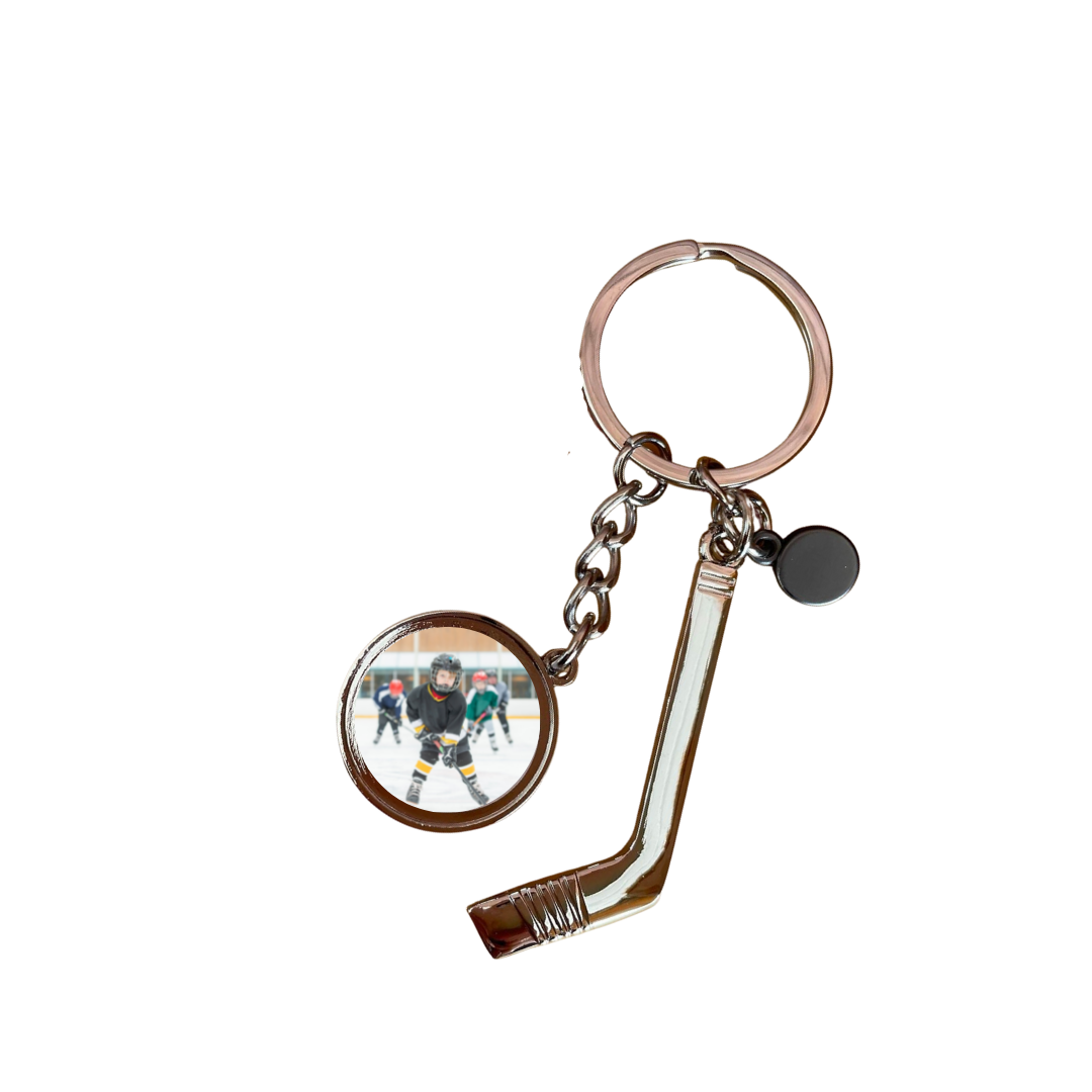 Hockey Keychains with Customizable Option for Photo or Text